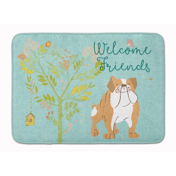 Carolines Treasures Welcome Friends English Bulldog Machine Washable Memory Foam Mat BB7602RUG - main